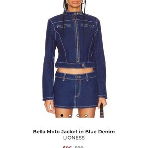 Lioness Dark Blue Denim Moto Jacket